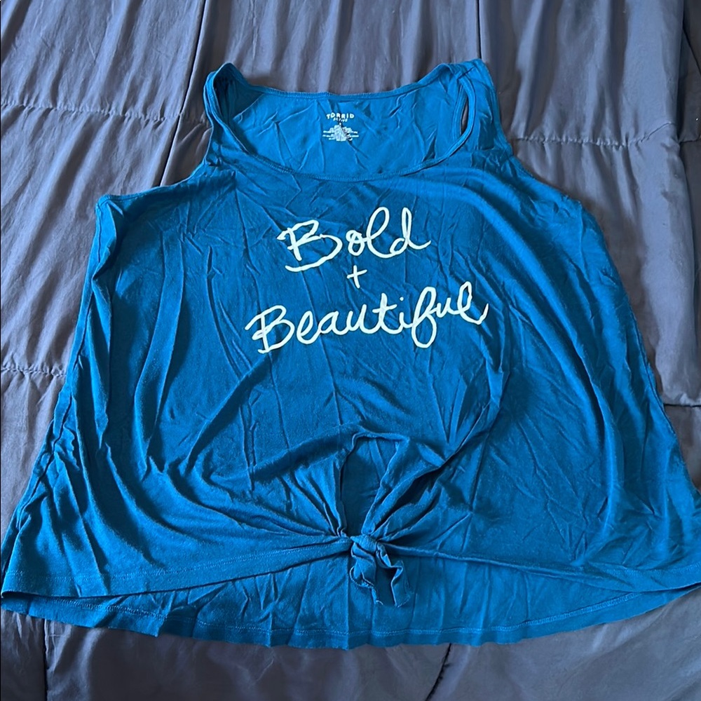 Torrid Active Plus Size 2 2X Bold + Beautiful Tie Front Tank Top